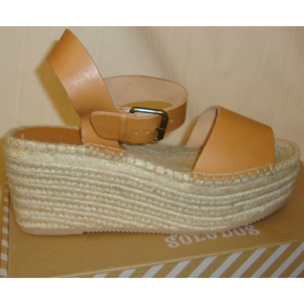 SOLUDOS  Nude Minorca High Platform Leather Strap